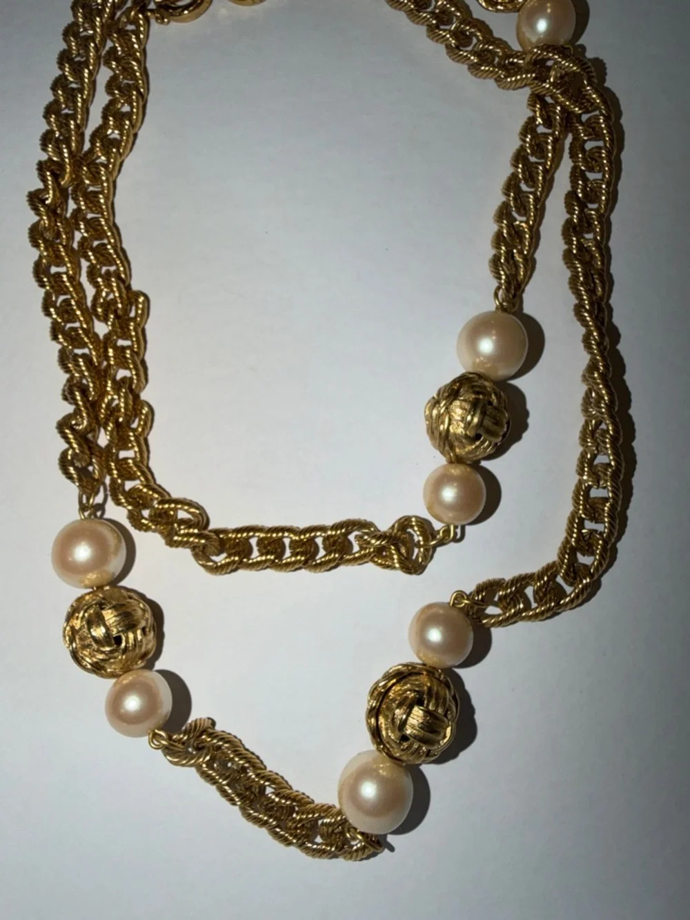 Vintage Givenchy Gold-Tone & Faux Pearl Haute Couture Runway 80’s Long Necklace - Picture 14 of 15
